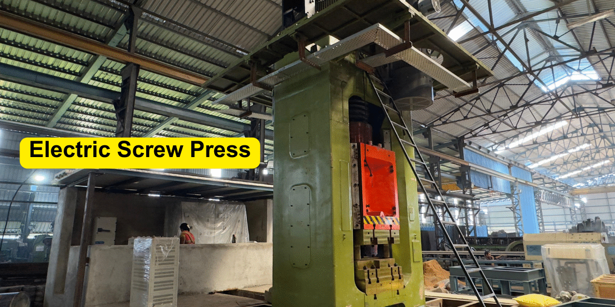 Electric Screw Press India Electric Screw Press uses an electrically driven screw to generate pressing force. When the motor turns the screw, it moves the ram (slide) down onto the heated metal blank. The metal flows into the die cavity, taking the shape of the die.