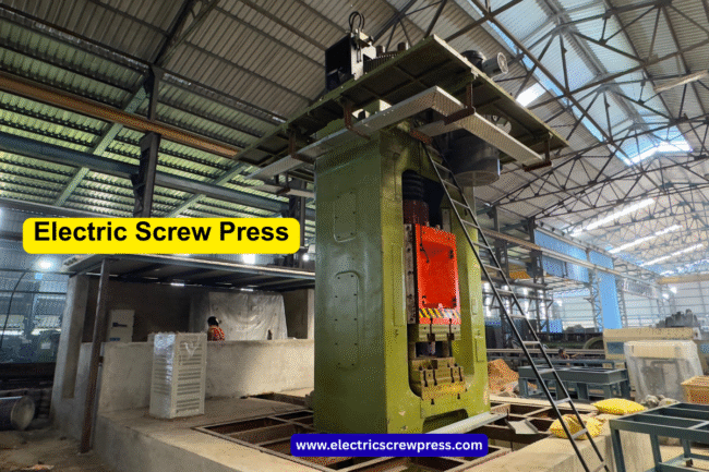 Electric Screw Press India Electric Screw Press uses an electrically driven screw to generate pressing force. When the motor turns the screw, it moves the ram (slide) down onto the heated metal blank. The metal flows into the die cavity, taking the shape of the die.