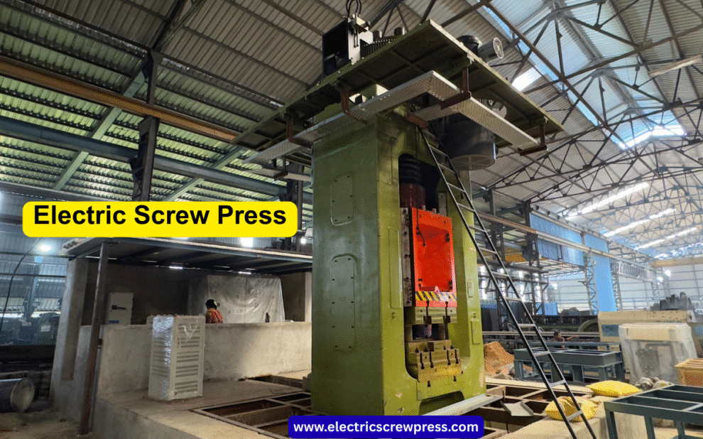 Electric Screw Press India Electric Screw Press uses an electrically driven screw to generate pressing force. When the motor turns the screw, it moves the ram (slide) down onto the heated metal blank. The metal flows into the die cavity, taking the shape of the die.